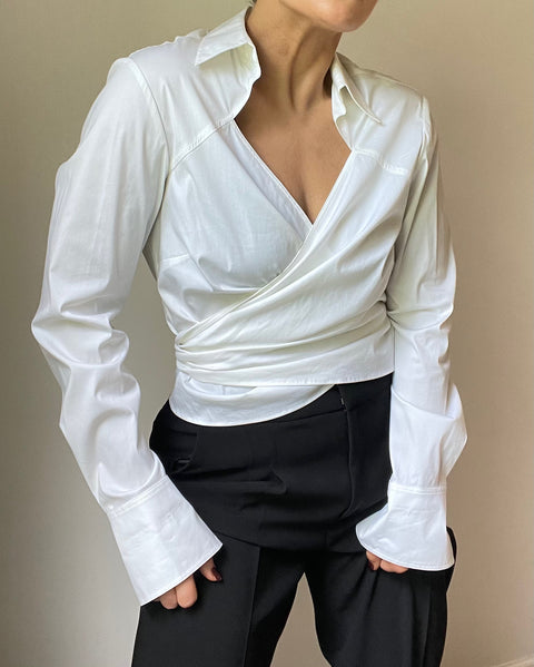 Lafayette 148 New York Wrap Cotton Blouse