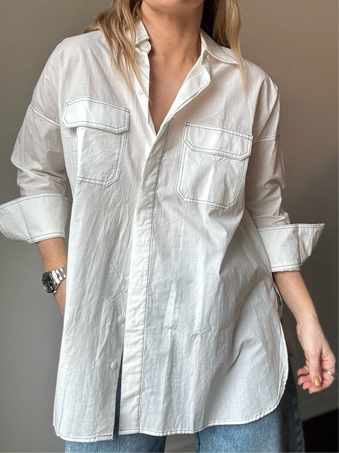 White Stitch Button Down