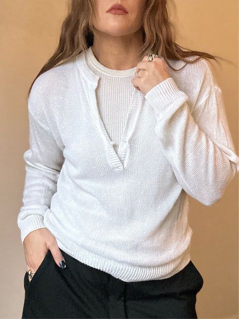 J Crew White Knit Top