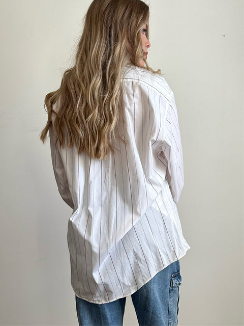 White Pinstripe Button Down