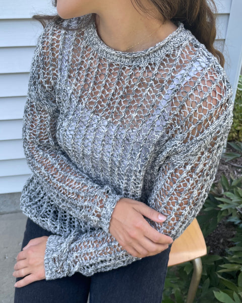 Grey Crochet Knit Sweater