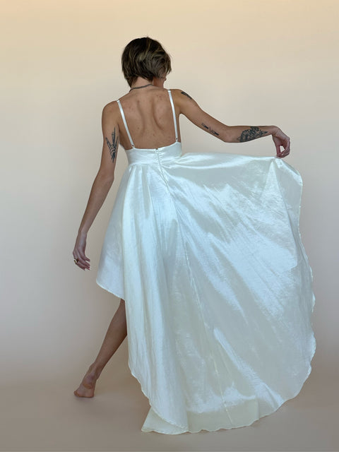 Ivory High-Low Drape Dress