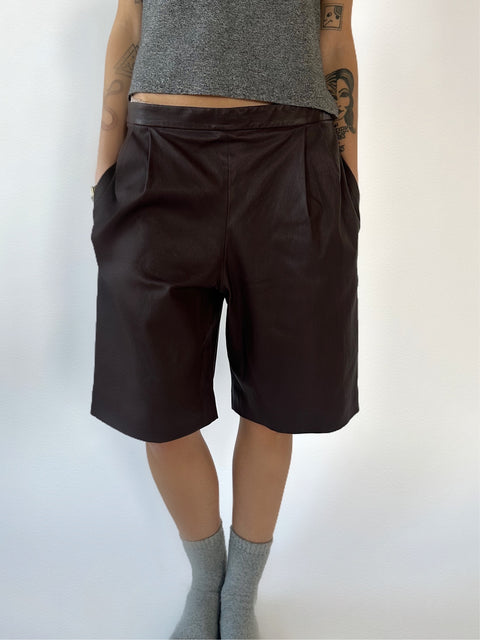 The Row Lambskin Leather Shorts