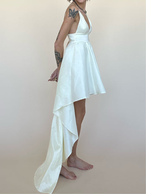 Ivory High-Low Drape Dress