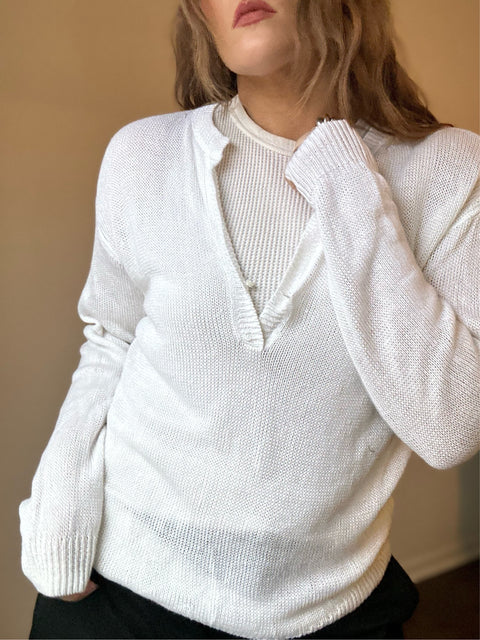 J Crew White Knit Top