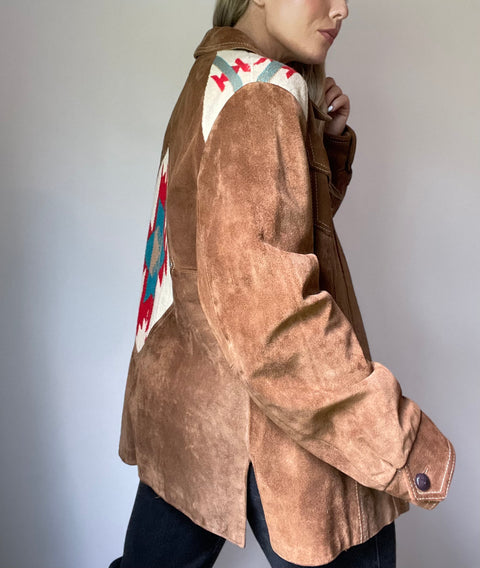 Vintage Brown Suede Navajo Jacket