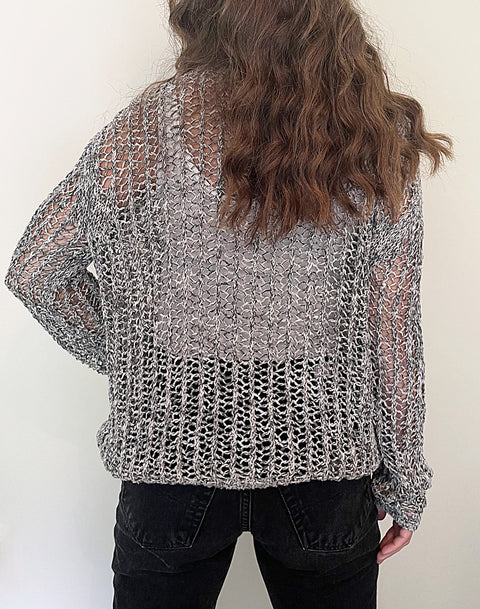 Grey Crochet Knit Sweater