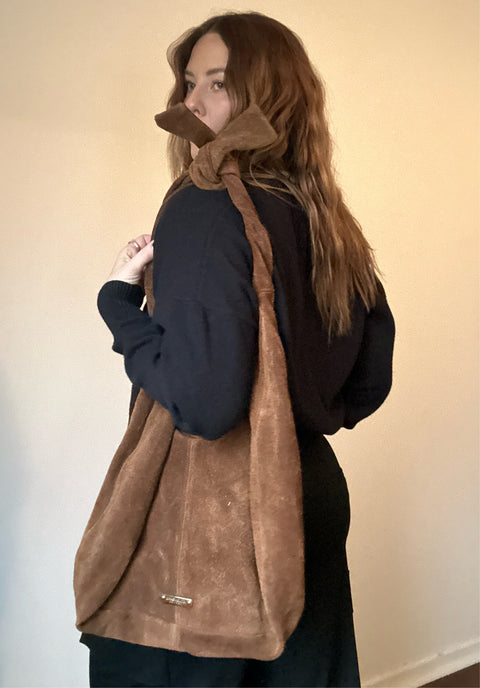 Brown Suede Hobo Bag