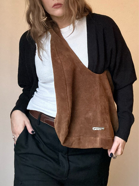 Brown Suede Hobo Bag