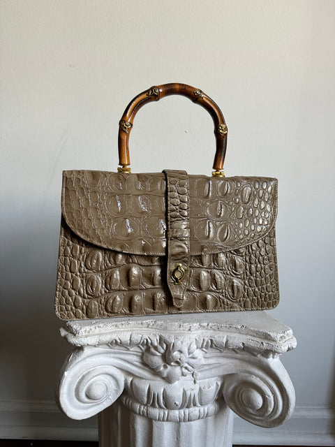 Vintage Croc Bamboo Handbag