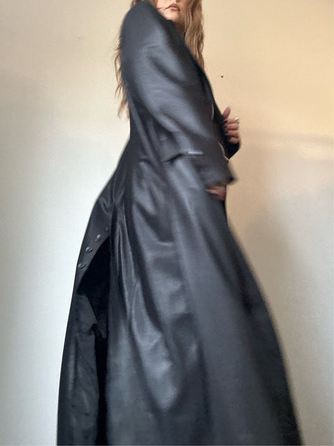 Vintage Black Shine Trench