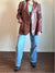 Vintage Unisex Brown Leather Blazer