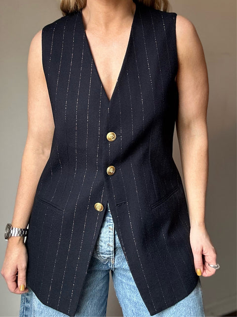 Vintage Navy Pinstripe Tuxedo Vest