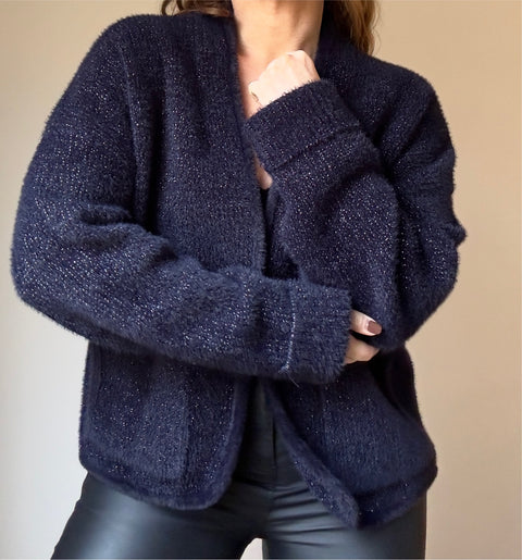 Anthropologie Cropped Navy Cardigan