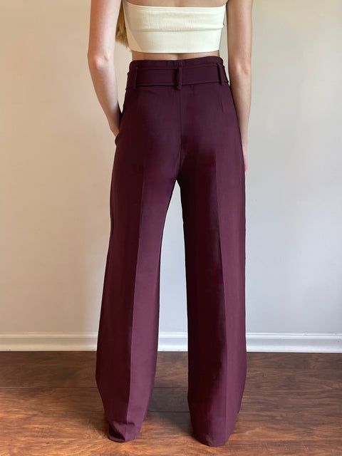 Theory Burgundy Wide Leg Trousers