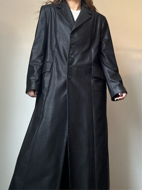 Vintage Black Shine Trench