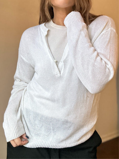 J Crew White Knit Top