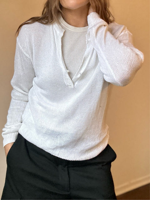 J Crew White Knit Top