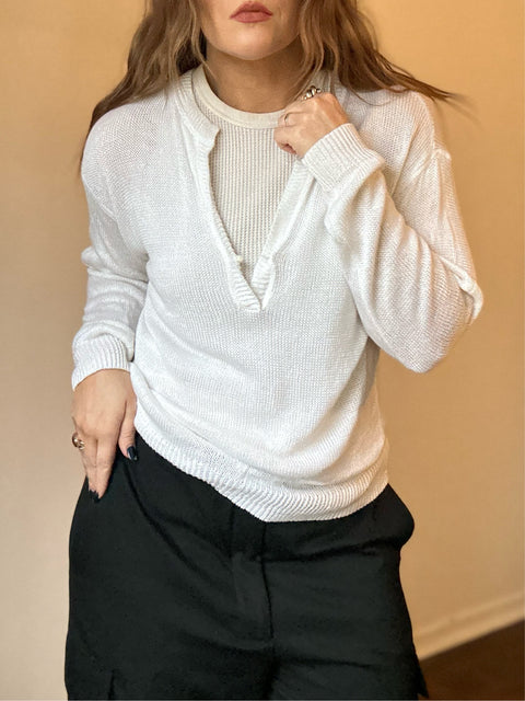 J Crew White Knit Top