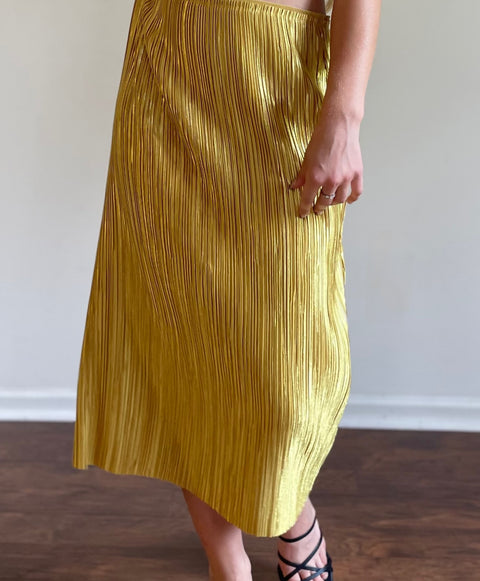 Anthropologie Yellow Satin Panel Skirt (NWT)